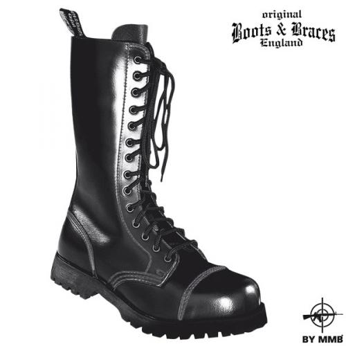 Těžké kožené boty Boots and Braces 14 - černé