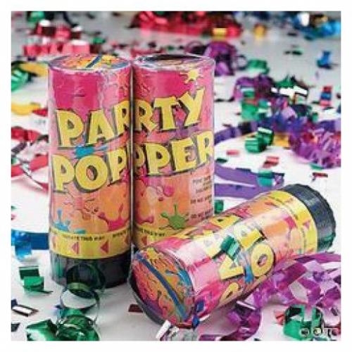 Vystřelovací konfety Party Popper 3 ks - barevné