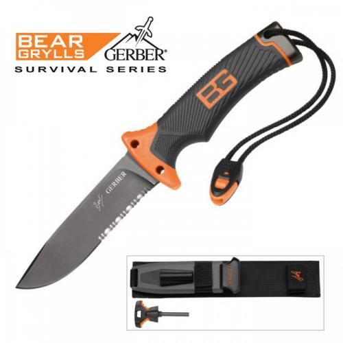 Nôž Gerber Bear Grylls Ultimate Knife s kombinovaným ostrím - čierny