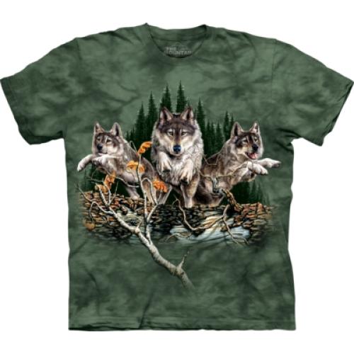 Tričko unisex The Mountain Find 12 Wolves - zelené