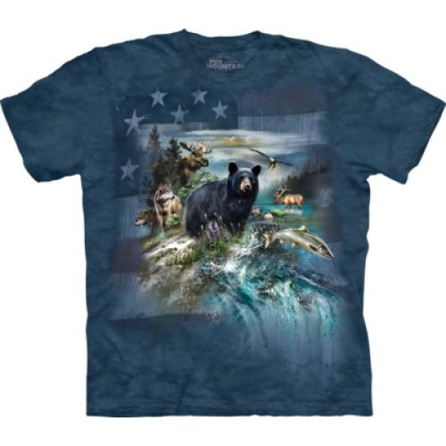 Tričko unisex The Mountain Patriotic North American Collage - modré