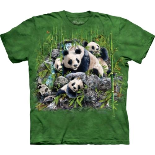 Tričko unisex The Mountain Find 13 Pandas - zelené