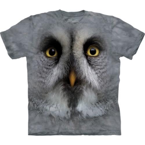 Tričko unisex The Mountain Great Grey Owl Face - sivé