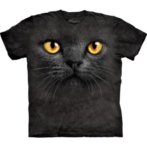 Tričko unisex The Mountain Big Face Black Cat - černé
