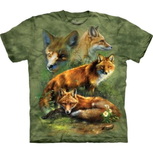 Tričko unisex The Mountain Red Fox Collage - zelené