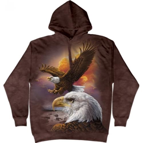 Mikina The Mountain Hoodie Eagle and Clouds - hnedá