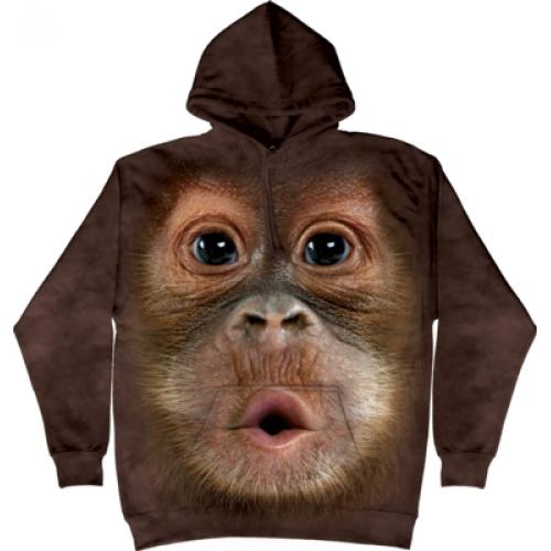 Mikina The Mountain Hoodie Big Face Baby Orangutan - hnědá