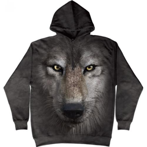 Mikina The Mountain Hoodie Wolf Face - šedá