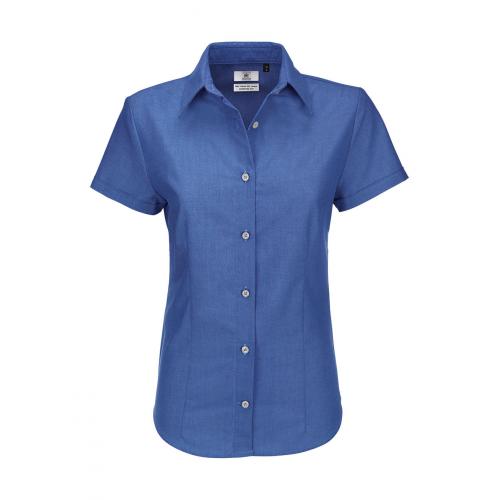 Košile dámská B&C Oxford s krátkým rukávem - modrá