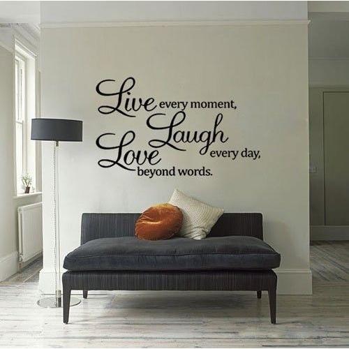 Dekoratívna nálepka na stenu Live Laught Love - čierna
