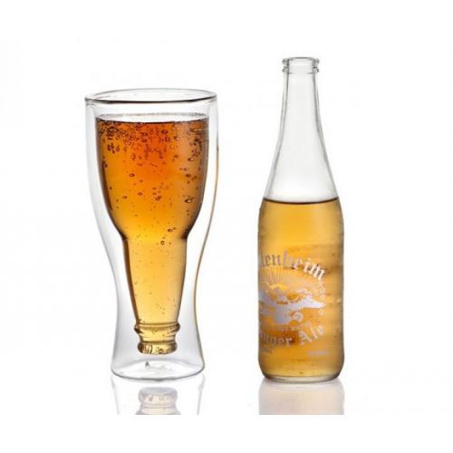 Dvojitá pivní sklenice 350 ml - průhledná