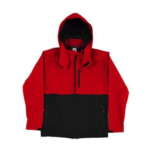 Pánska kontrastný softshell bunda SG s kapucňou - červená-čierna
