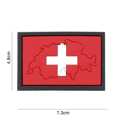 Gumová nášivka 101 Inc vlajka Švýcarsko s obrysem - barevná
