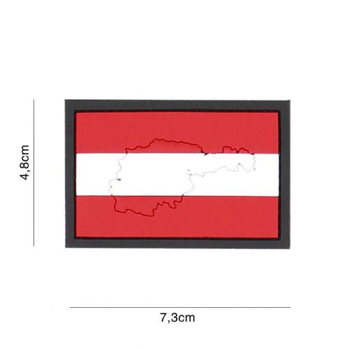 Gumová nášivka 101 Inc vlajka Rakúsko s obrysom - farebná