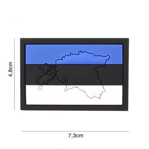 Gumová nášivka 101 Inc vlajka Estónsko s obrysom - farebná