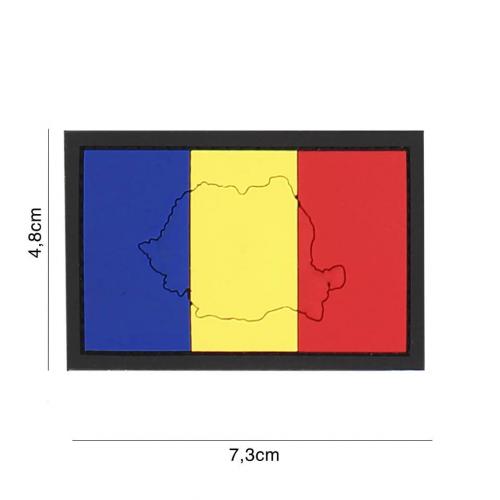 Gumová nášivka 101 Inc vlajka Rumunsko s obrysem - barevná