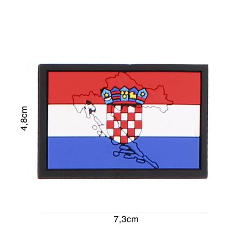 Gumová nášivka 101 Inc vlajka Chorvátsko s obrysom - farebná
