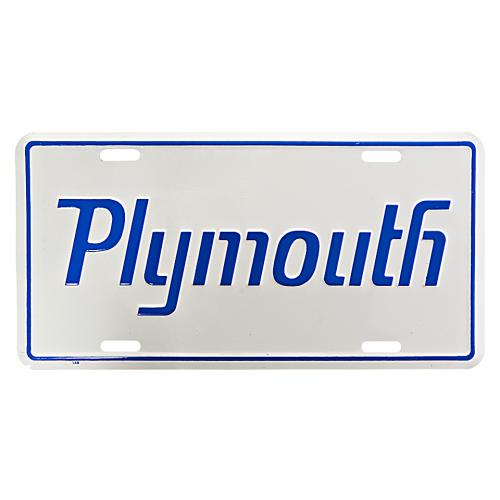 Cedule plechová Licence Plymouth - bílá-modrá