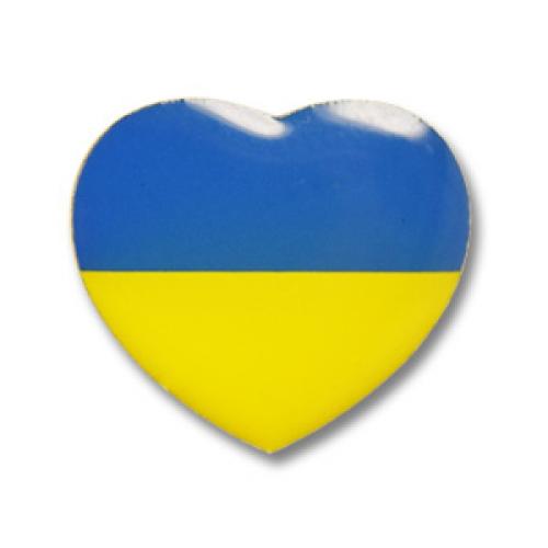 Odznak (pins) 16mm vlajka Ukrajina Srdce - farebný