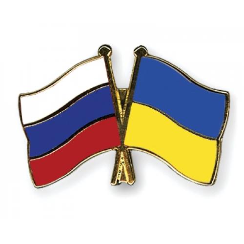 Odznak (pins) 22mm vlajka Rusko + Ukrajina - barevný