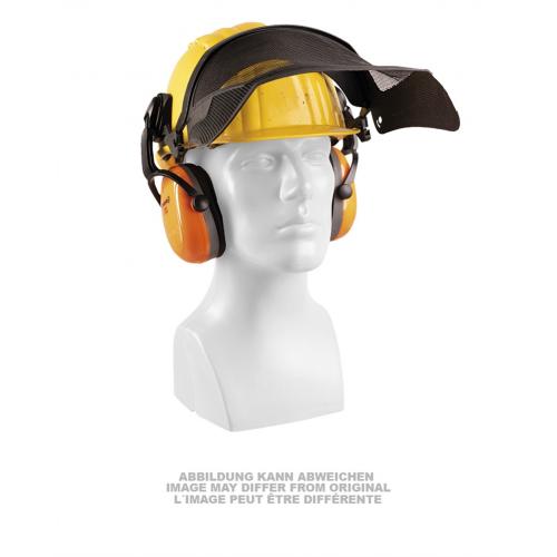 Přilba s obličejovým štítem a ochranou sluchu - žlutá-černá (použité)