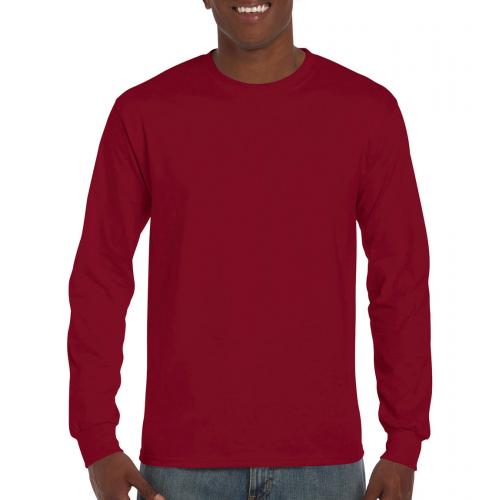 Tričko s dlhým rukávom Gildan Ultra - tmavo červené