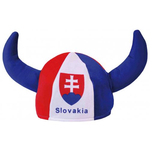 Klobúk s rohmi a vlajkou Slovensko Slovakia - farebný