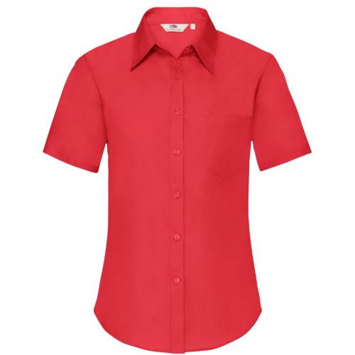 Košile dámská Fruit of the Loom Lady-Fit Short Sleeve Poplin Shirt - červená