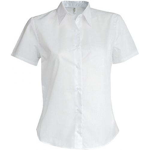 Košeľa dámska s krátkym rukávom Kariban v nežehlivej úprave - biela