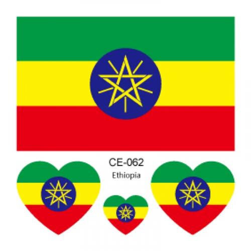 Sada 4 tetovanie vlajka Etiópia 6x6 cm 1 ks