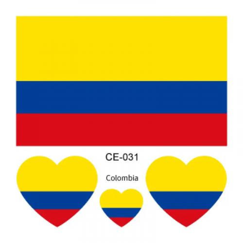 Sada 4 tetování vlajka Kolumbie 6x6 cm 1 ks