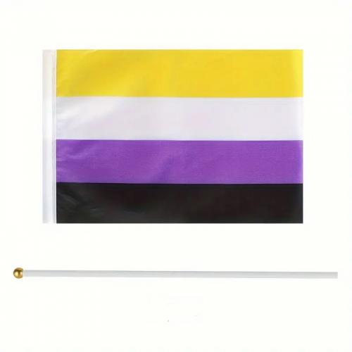 Vlajka LGBT Nebinární 14 x 21 cm na tyčce