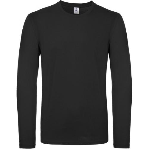 Pánské tričko s dlouhým rukávem B&C E150 dlouhý rukáv - černé