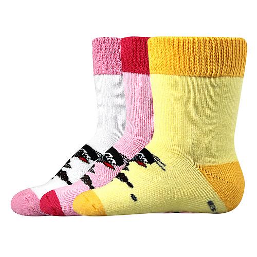 Ponožky dětské Boma Krteček froté 3 páry (bílé, růžové, žluté)