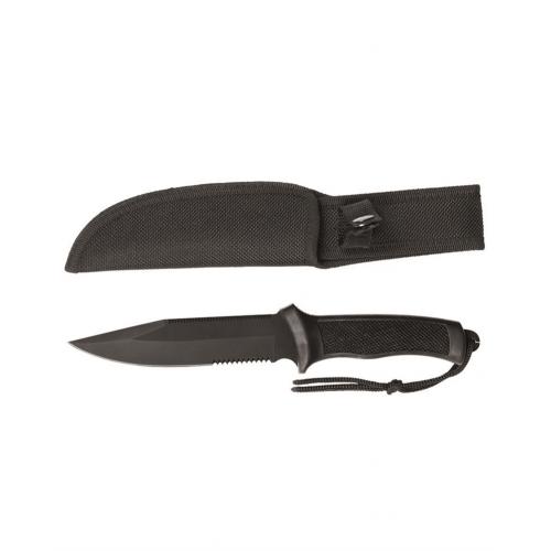 Bojový nôž s gumovou rukoväťou - čierny