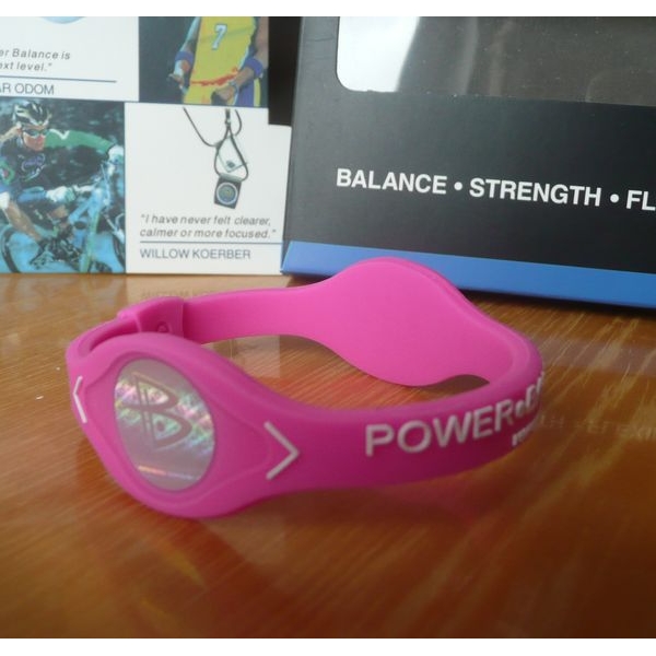 Balanční náramek s hologramem Power Balance - růžový-bílý, XL