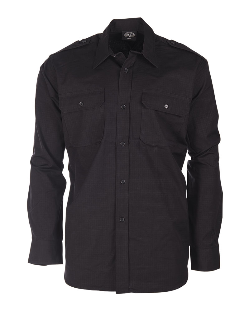 Košile Ripstop dlouhý rukáv - černá, XL