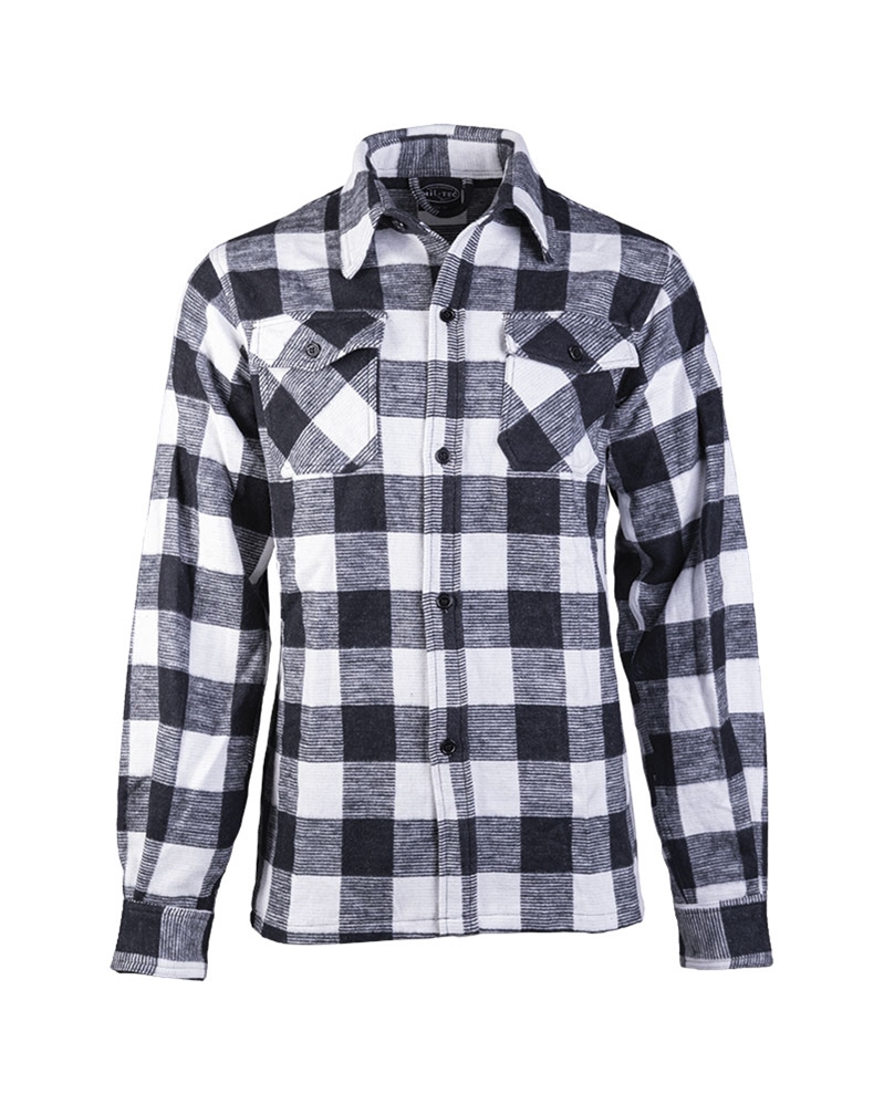 Košile dřevorubecká na knoflíky - bílá-černá, L