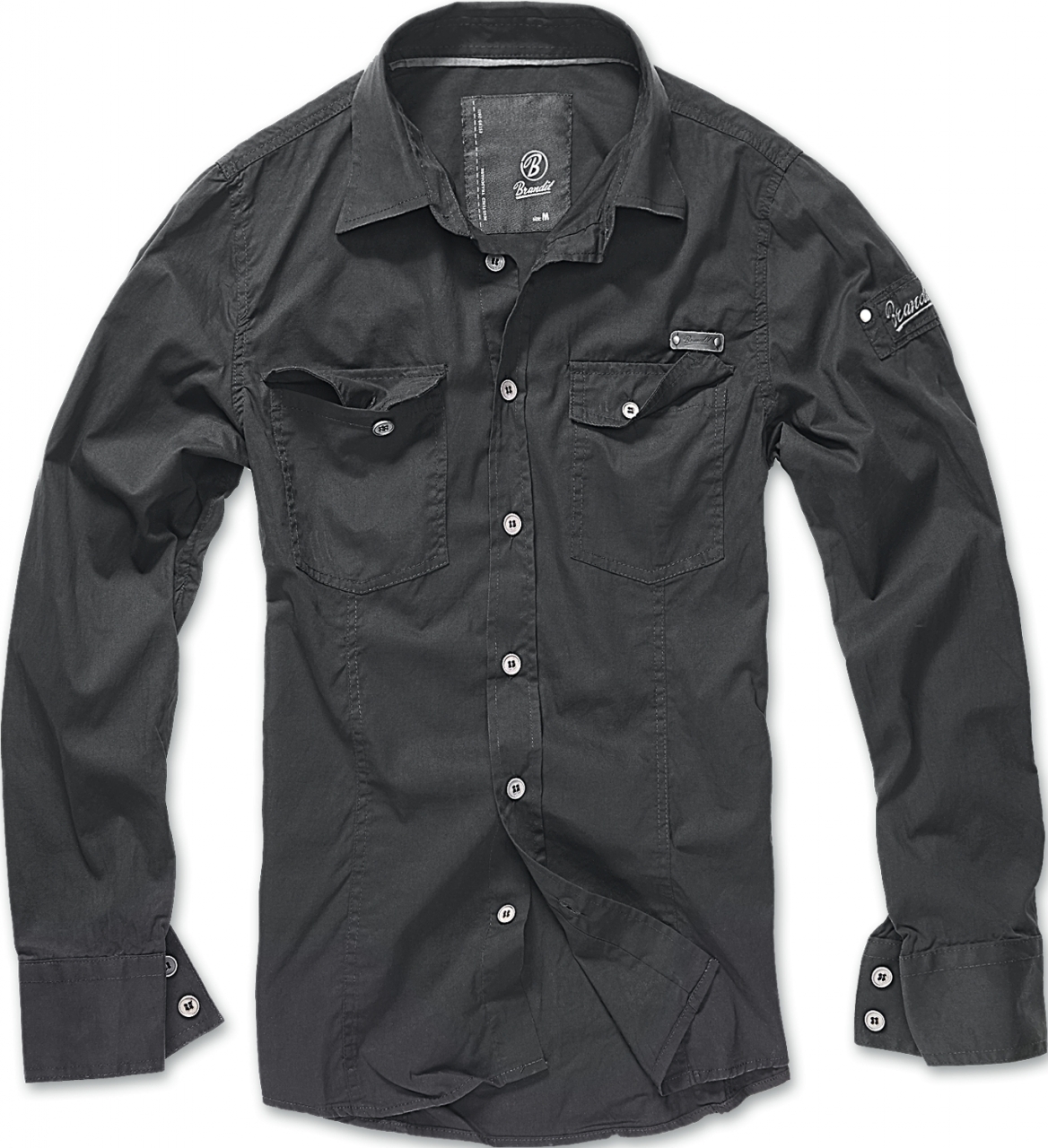 Košile Brandit SlimFit Shirt - černá, XL