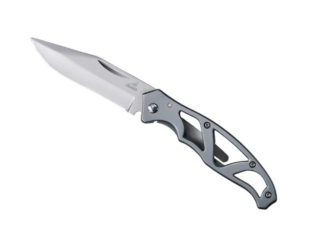 Nůž Gerber Mini Paraframe s hladkým ostřím - stříbrný (18+)