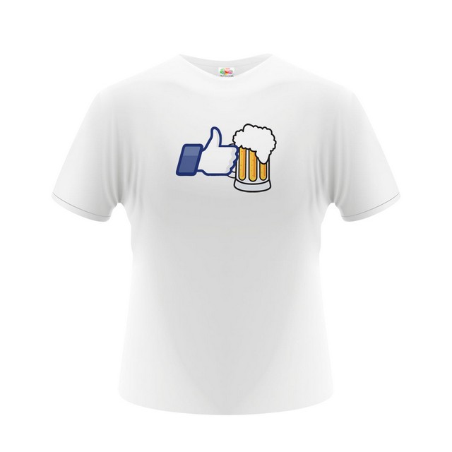 Tričko Facebook Like Beer - bílé, XXL