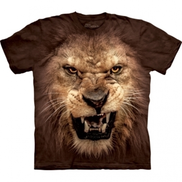 Tričko unisex The Mountain Big Face Roaring Lion - hnědé, S
