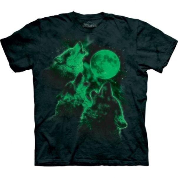 Tričko dětské The Mountain Three Wolf Moon Glow - zelené, XL