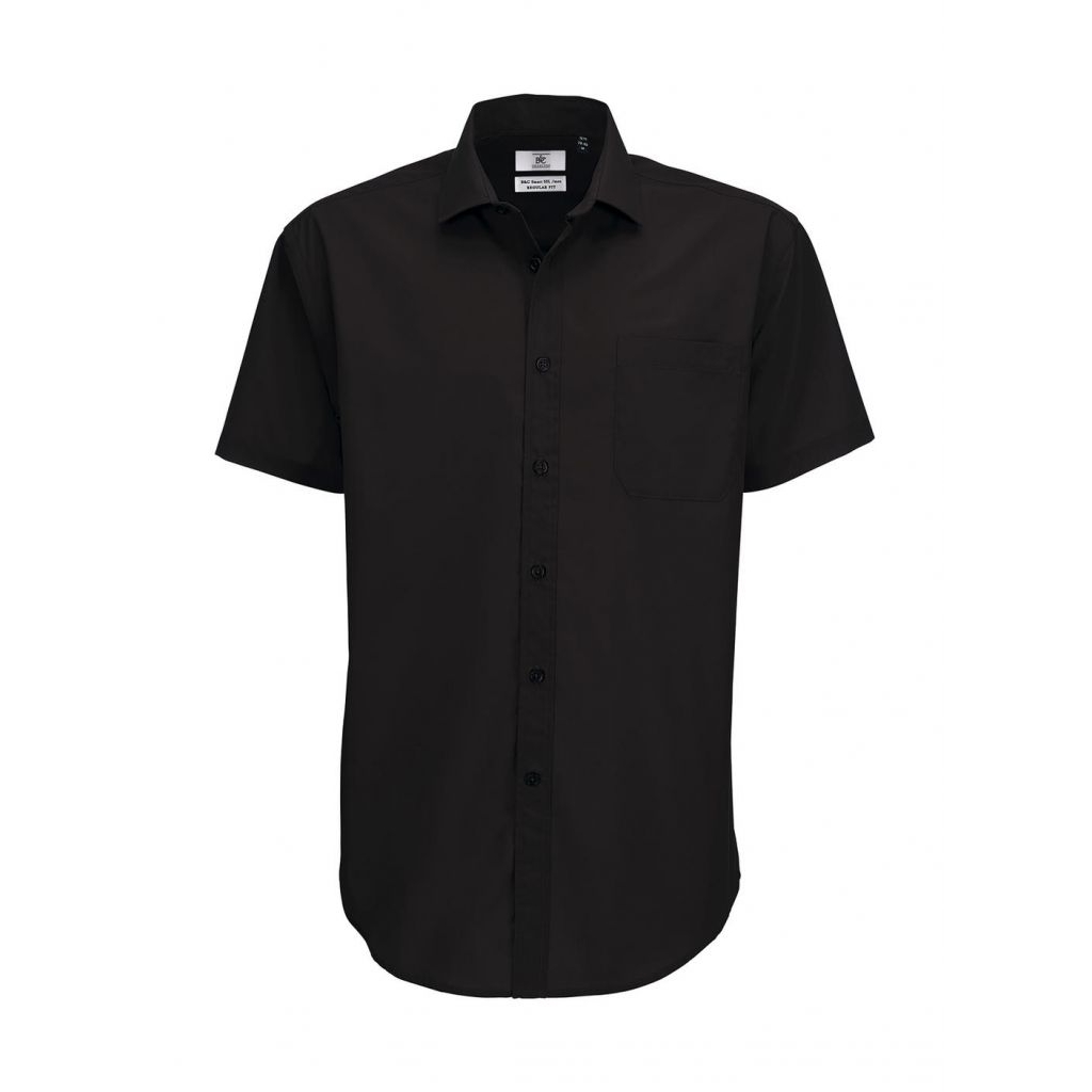 Košile pánská B&C Smart s krátkým rukávem - černá, M