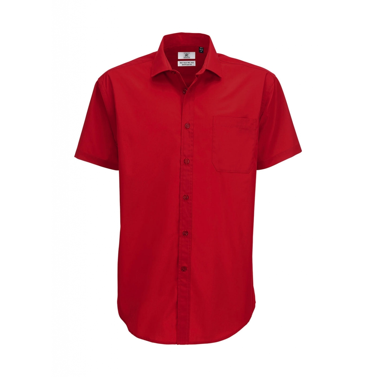 Košile pánská B&C Smart s krátkým rukávem - červená, L