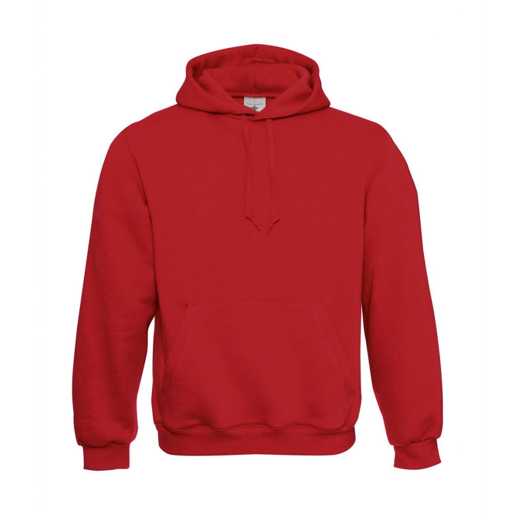 Mikina B&C Standard Hooded - červená, XL