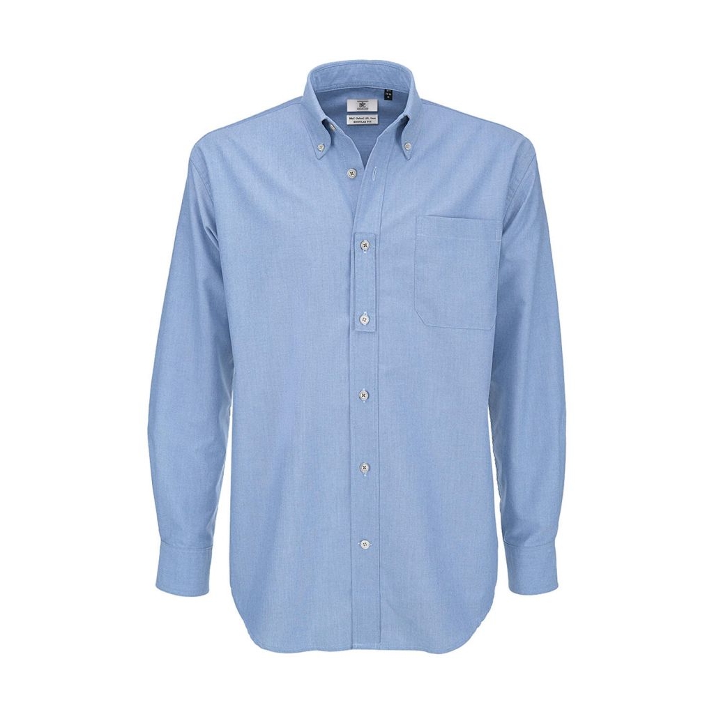 Košile pánská B&C Oxford s dlouhým rukávem - světle modrá, 6XL