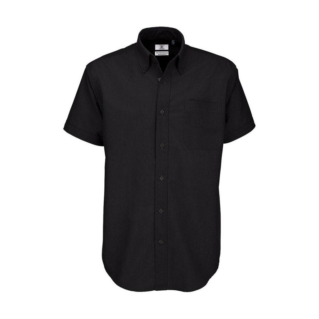 Košile pánská B&C Oxford s krátkým rukávem - černá, S