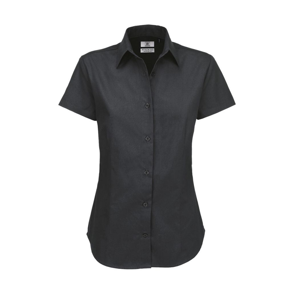 Košile dámská B&C Sharp Twill s krátkým rukávem - šedá, XXL