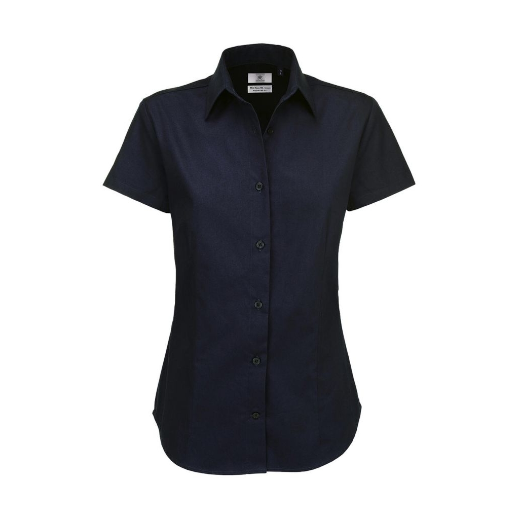 Košile dámská B&C Sharp Twill s krátkým rukávem - navy, XS